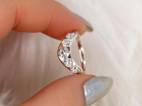 Mega Saldana 14kt Diamond Graduated Nesting Ring,Unique Curved Wedding Ring,Nesting Band,Unique Wedding Ring,Crescendo Band,Thick Gold Ring