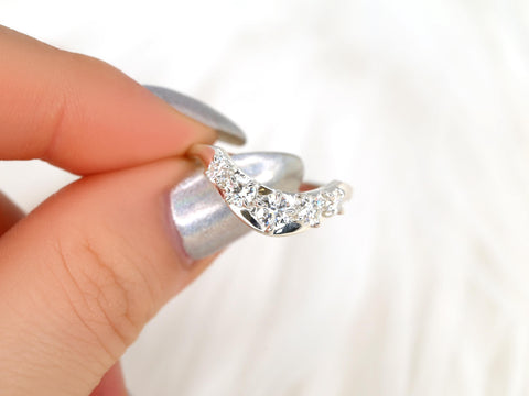 Mega Saldana 14kt Diamond Graduated Nesting Ring,Unique Curved Wedding Ring,Nesting Band,Unique Wedding Ring,Crescendo Band,Thick Gold Ring