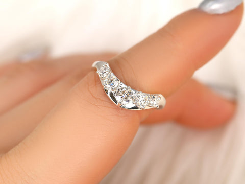 Mega Saldana 14kt Diamond Graduated Nesting Ring,Unique Curved Wedding Ring,Nesting Band,Unique Wedding Ring,Crescendo Band,Thick Gold Ring