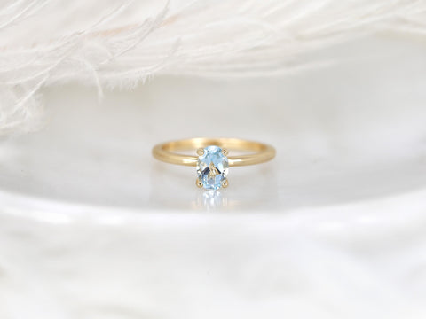 Dakota 7x5mm 14kt Aquamarine Oval Solitaire Ring,Oval Engagement Ring,Anniversary Gift,March Birthstone,Aquamarine Ring,Birthstone Ring