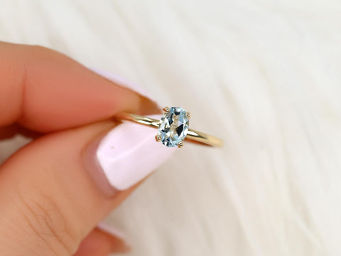Dakota 7x5mm 14kt Aquamarine Oval Solitaire Ring,Oval Engagement Ring,Anniversary Gift,March Birthstone,Aquamarine Ring,Birthstone Ring