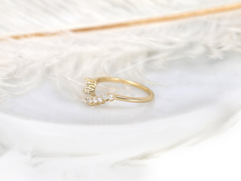 Deep Trix Deep 14kt Gold Diamond Nesting Ring,Asymmetrical Contour Ring,Unique Wedding Ring,Diamon Band,Anniversary Ring,Stacking Ring