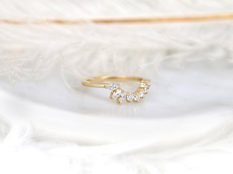 Deep Trix Deep 14kt Gold Diamond Nesting Ring,Asymmetrical Contour Ring,Unique Wedding Ring,Diamon Band,Anniversary Ring,Stacking Ring