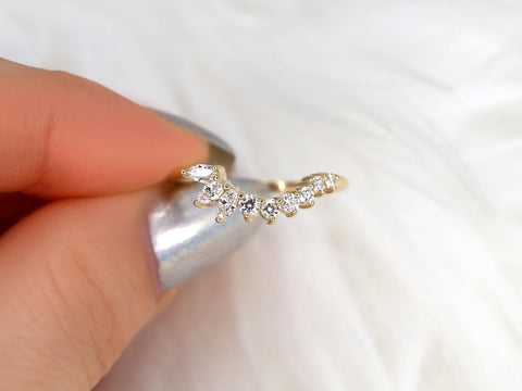 Deep Trix Deep 14kt Gold Diamond Nesting Ring,Asymmetrical Contour Ring,Unique Wedding Ring,Diamon Band,Anniversary Ring,Stacking Ring