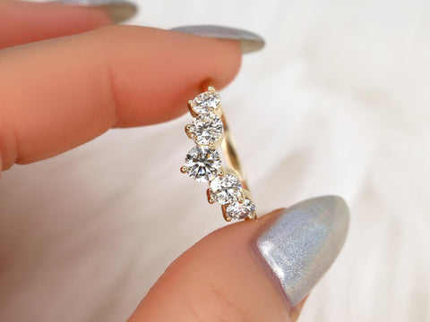 Mega Glen 14kt Diamond Nesting Ring,Unique Wedding Ring,Curved Diamond Ring,Graduated Tiara Ring,Anniversary Ring,Stacking Ring