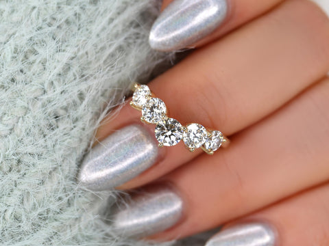 Mega Glen 14kt Diamond Nesting Ring,Unique Wedding Ring,Curved Diamond Ring,Graduated Tiara Ring,Anniversary Ring,Stacking Ring