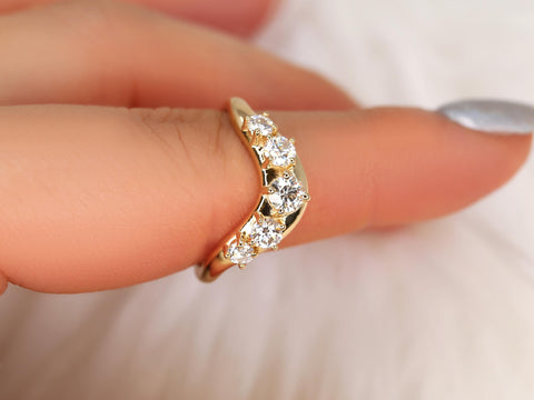 Luca 14kt Diamond Graduated Nesting Ring,Unique Wedding Ring,Nesting Band,Diamond Ban,Crescendo Band,Thick Gold Ring,Anniversary Ring