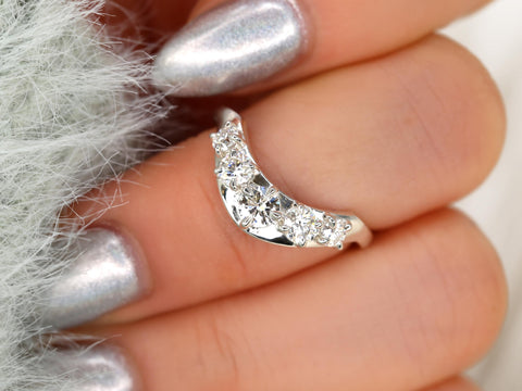 Mega Saldana 14kt Diamond Graduated Nesting Ring,Unique Curved Wedding Ring,Nesting Band,Unique Wedding Ring,Crescendo Band,Thick Gold Ring