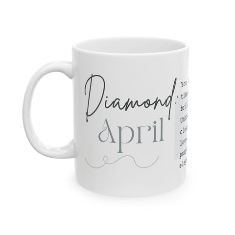 April Birthstone Mug,Diamond Gemstone Mug,Clear Crystal Coffee Mug,Aries Taurus Gift,Birthday Mug