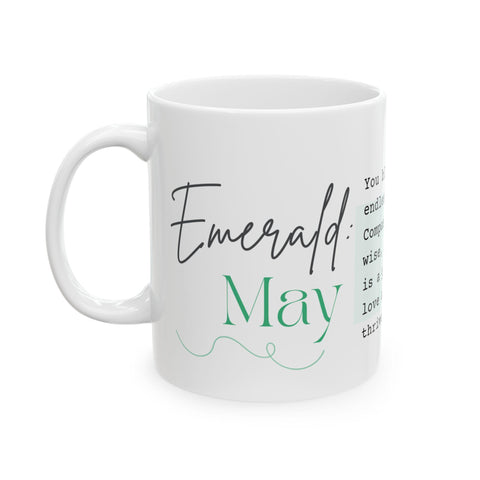 May Birthstone Mug, Emerald Gemstone Mug, Green Crystal Coffee Mug, Taurus Gemini Gift, Birthday Mug