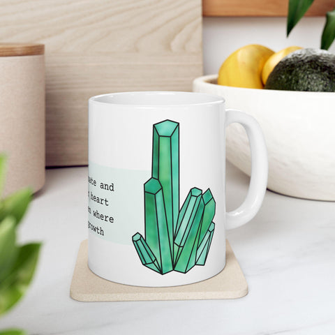 May Birthstone Mug, Emerald Gemstone Mug, Green Crystal Coffee Mug, Taurus Gemini Gift, Birthday Mug