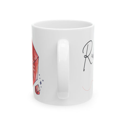 July Birthstone Mug, Ruby Gemstone Cup, Red Crystal Coffee Mug, Cancer Leo Gift, Birthday Mug