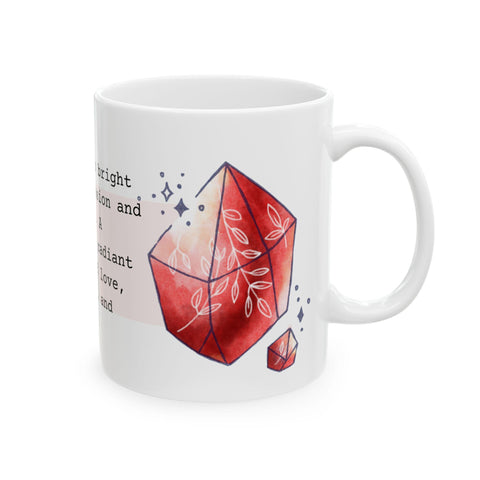 July Birthstone Mug, Ruby Gemstone Cup, Red Crystal Coffee Mug, Cancer Leo Gift, Birthday Mug