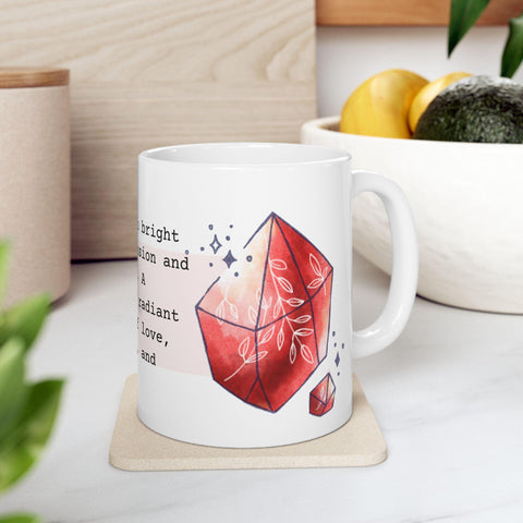 July Birthstone Mug, Ruby Gemstone Cup, Red Crystal Coffee Mug, Cancer Leo Gift, Birthday Mug