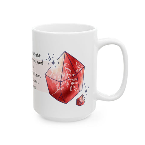 July Birthstone Mug, Ruby Gemstone Cup, Red Crystal Coffee Mug, Cancer Leo Gift, Birthday Mug
