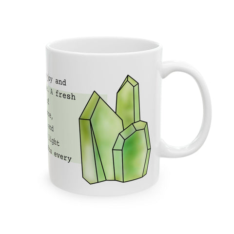 August Birthstone Mug, Peridot Gemstone Cup, Green Crystal Coffee Mug, Leo Virgo Gift, Birthday Mug