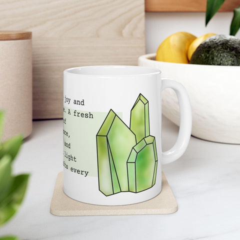 August Birthstone Mug, Peridot Gemstone Cup, Green Crystal Coffee Mug, Leo Virgo Gift, Birthday Mug