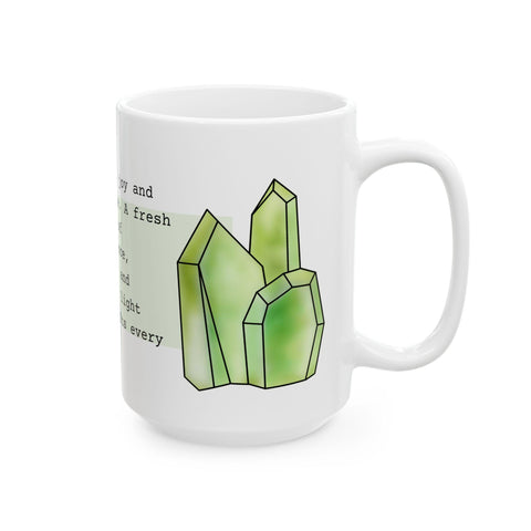 August Birthstone Mug, Peridot Gemstone Cup, Green Crystal Coffee Mug, Leo Virgo Gift, Birthday Mug