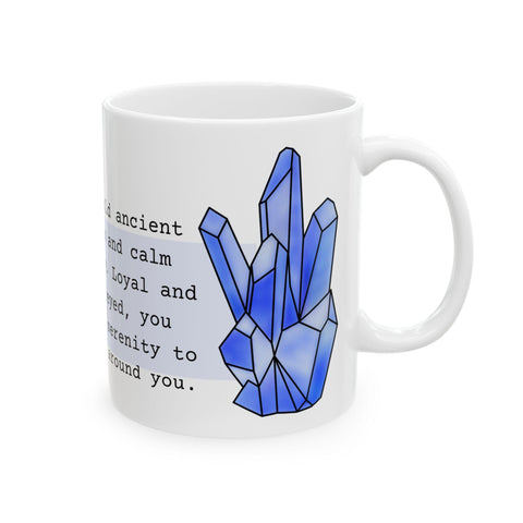 September Birthstone Mug, Sapphire Gemstone Cup, Blue Crystal Coffee Mug, Virgo Libra Gift, Birthday Mug