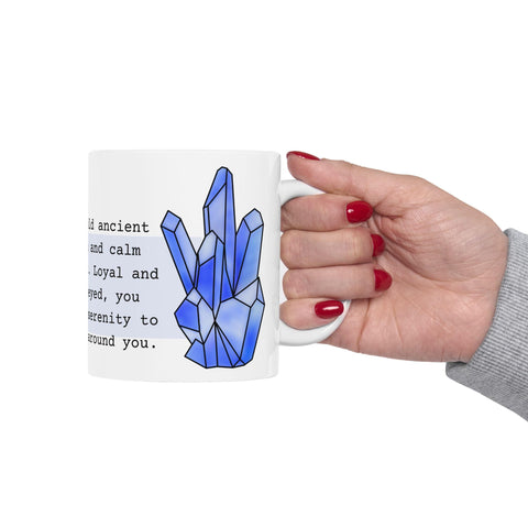 September Birthstone Mug, Sapphire Gemstone Cup, Blue Crystal Coffee Mug, Virgo Libra Gift, Birthday Mug