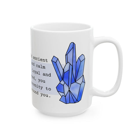 September Birthstone Mug, Sapphire Gemstone Cup, Blue Crystal Coffee Mug, Virgo Libra Gift, Birthday Mug