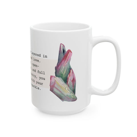 October Birthstone Mug, Tourmaline Gemstone Cup, Pink Crystal Coffee Mug, Libra Scorpio Gift, Birthday Mug