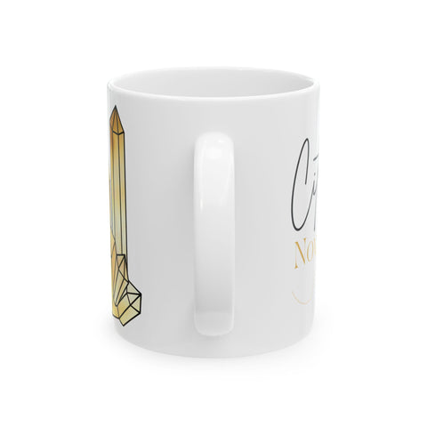 November Birthstone Mug, Citrine Gemstone Cup, Yellow Crystal Coffee Mug, Scorpio Sagittarius Gift, Birthday Mug