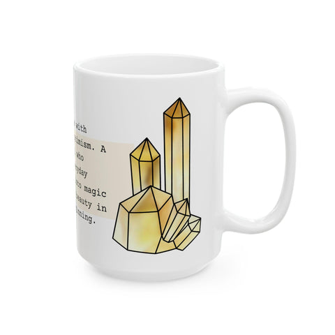 November Birthstone Mug, Citrine Gemstone Cup, Yellow Crystal Coffee Mug, Scorpio Sagittarius Gift, Birthday Mug