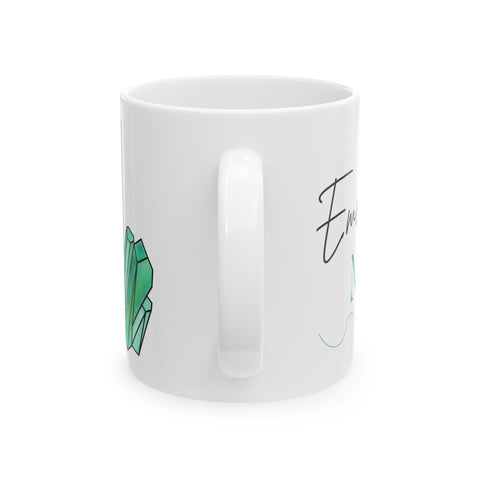 May Birthstone Mug, Emerald Gemstone Mug, Green Crystal Coffee Mug, Taurus Gemini Gift, Birthday Mug