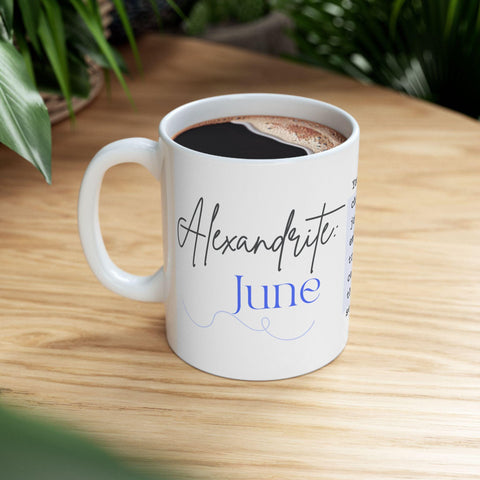 June Birthstone Mug, Alexandrite Gemstone Mug, Color Change Crystal Coffee Mug, Gemini Cancer Gift, Birthday Mug
