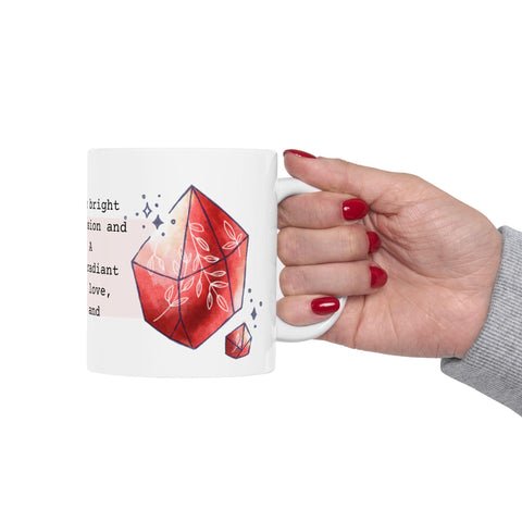 July Birthstone Mug, Ruby Gemstone Cup, Red Crystal Coffee Mug, Cancer Leo Gift, Birthday Mug