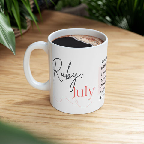 July Birthstone Mug, Ruby Gemstone Cup, Red Crystal Coffee Mug, Cancer Leo Gift, Birthday Mug