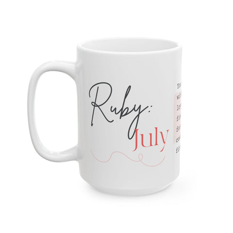 July Birthstone Mug, Ruby Gemstone Cup, Red Crystal Coffee Mug, Cancer Leo Gift, Birthday Mug