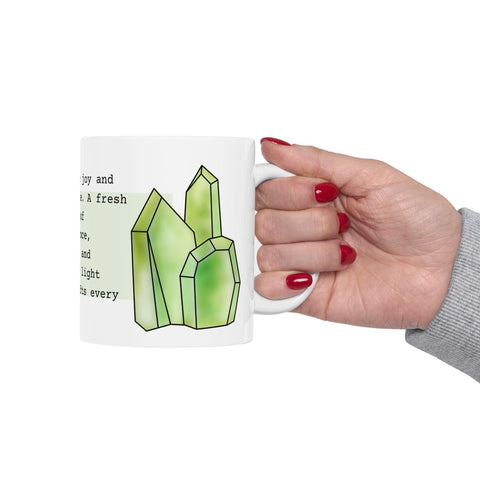 August Birthstone Mug, Peridot Gemstone Cup, Green Crystal Coffee Mug, Leo Virgo Gift, Birthday Mug