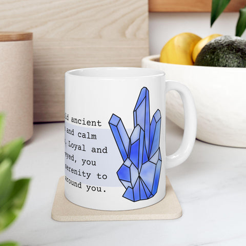 September Birthstone Mug, Sapphire Gemstone Cup, Blue Crystal Coffee Mug, Virgo Libra Gift, Birthday Mug