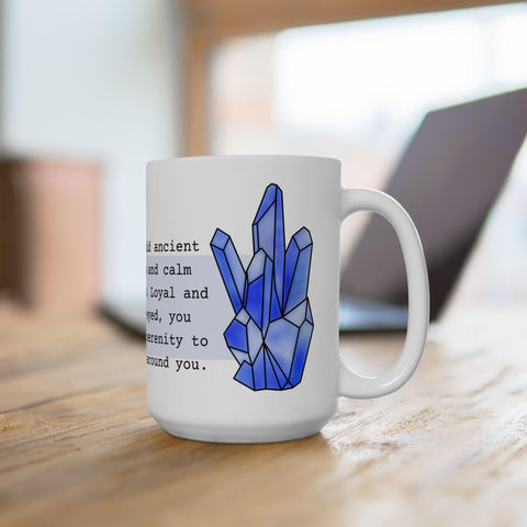 September Birthstone Mug, Sapphire Gemstone Cup, Blue Crystal Coffee Mug, Virgo Libra Gift, Birthday Mug