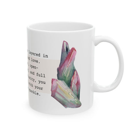 October Birthstone Mug, Tourmaline Gemstone Cup, Pink Crystal Coffee Mug, Libra Scorpio Gift, Birthday Mug