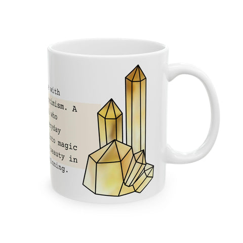 November Birthstone Mug, Citrine Gemstone Cup, Yellow Crystal Coffee Mug, Scorpio Sagittarius Gift, Birthday Mug