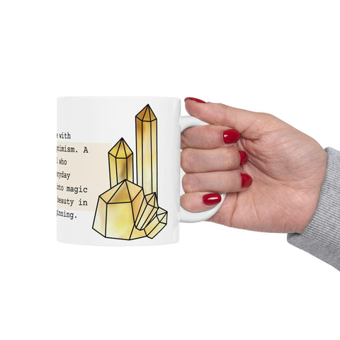 November Birthstone Mug, Citrine Gemstone Cup, Yellow Crystal Coffee Mug, Scorpio Sagittarius Gift, Birthday Mug