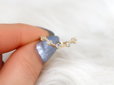 Lyris 14kt Diamond Nesting Ring,Minimalist Stacking Band,Unique Diamond Ring,Dainty Single Prong Ring,Anniversary Band,Curved Diamond Ring