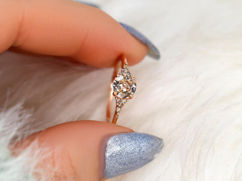 0.85ct Malia 14kt Peach Sapphire Champagne Diamond Cluster Ring,Unique Sapphire Ring,Birthday Gift,September Birthstone,Anniversary Ring