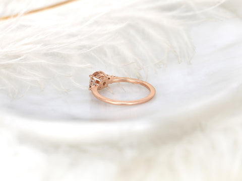 0.85ct Malia 14kt Peach Sapphire Champagne Diamond Cluster Ring,Unique Sapphire Ring,Birthday Gift,September Birthstone,Anniversary Ring