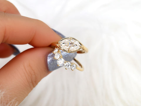 1.50ct Scullie & Glen 14kt Diamond East West Marquise Solitaire Wedding Ring Set,Marquise Cut Ring,Marquise Diamond Engagement Ring