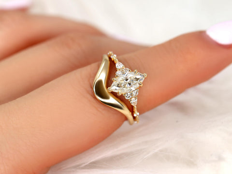 1ct Astrid & Merida 14kt Diamond Marquise Cluster Wedding Ring Set,Dainty Unique Art Deco Ring,Diamond Engagement Ring,Marquise Ring Set