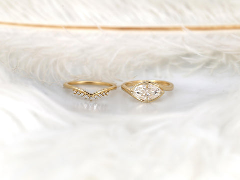 1.50ct Scullie & Lonnie 14kt Diamond East West Marquise Solitaire Wedding Ring Set,Marquise Cut Ring,Marquise Diamond Engagement Ring