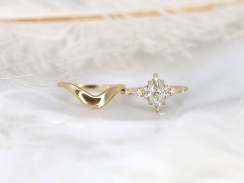 1ct Astrid & Merida 14kt Diamond Marquise Cluster Wedding Ring Set,Dainty Unique Art Deco Ring,Diamond Engagement Ring,Marquise Ring Set