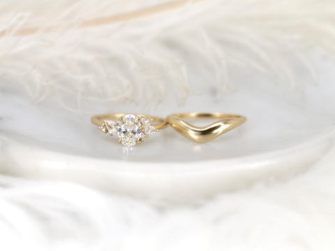 1ct Wisteria & Mabel 14kt Gold Diamond Cluster Bridal Set,Art Deco Floral Engagement Ring Set,Unique Oval Cut Wedding Ring,Anniversary Ring