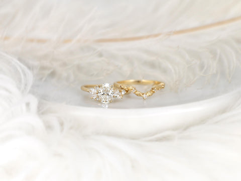 1ct Wisteria & Mega Gaia 14kt Diamond Cluster Bridal Set,Art Deco Floral Engagement Ring Set,Unique Oval Cut Wedding Rings,Anniversary Ring
