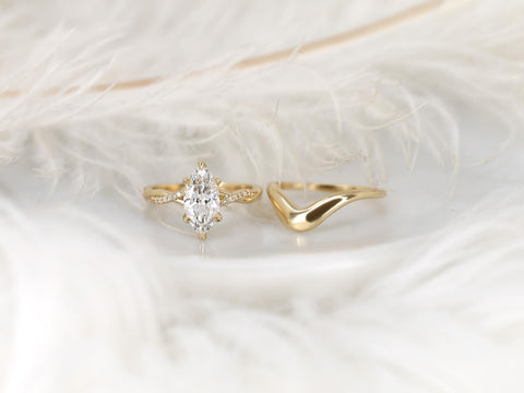 1.50ct Petite Tula 12x6mm & Merida 14kt Diamond Crossover Marquise Bridal Set white background