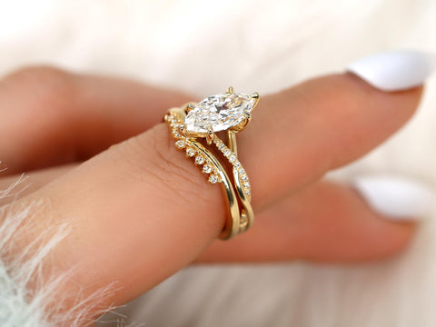 1.50ct Petite Tula 12x6mm & Lonnie 14kt Diamond Crossover Marquise Bridal Set on pointer